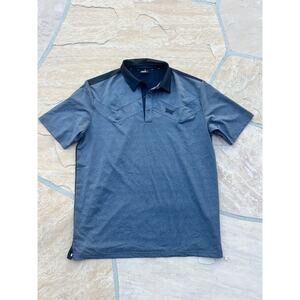 PXG Golf Polo Shirt Men Large Parsons Extreme Gray Black Logo Snap Button Light